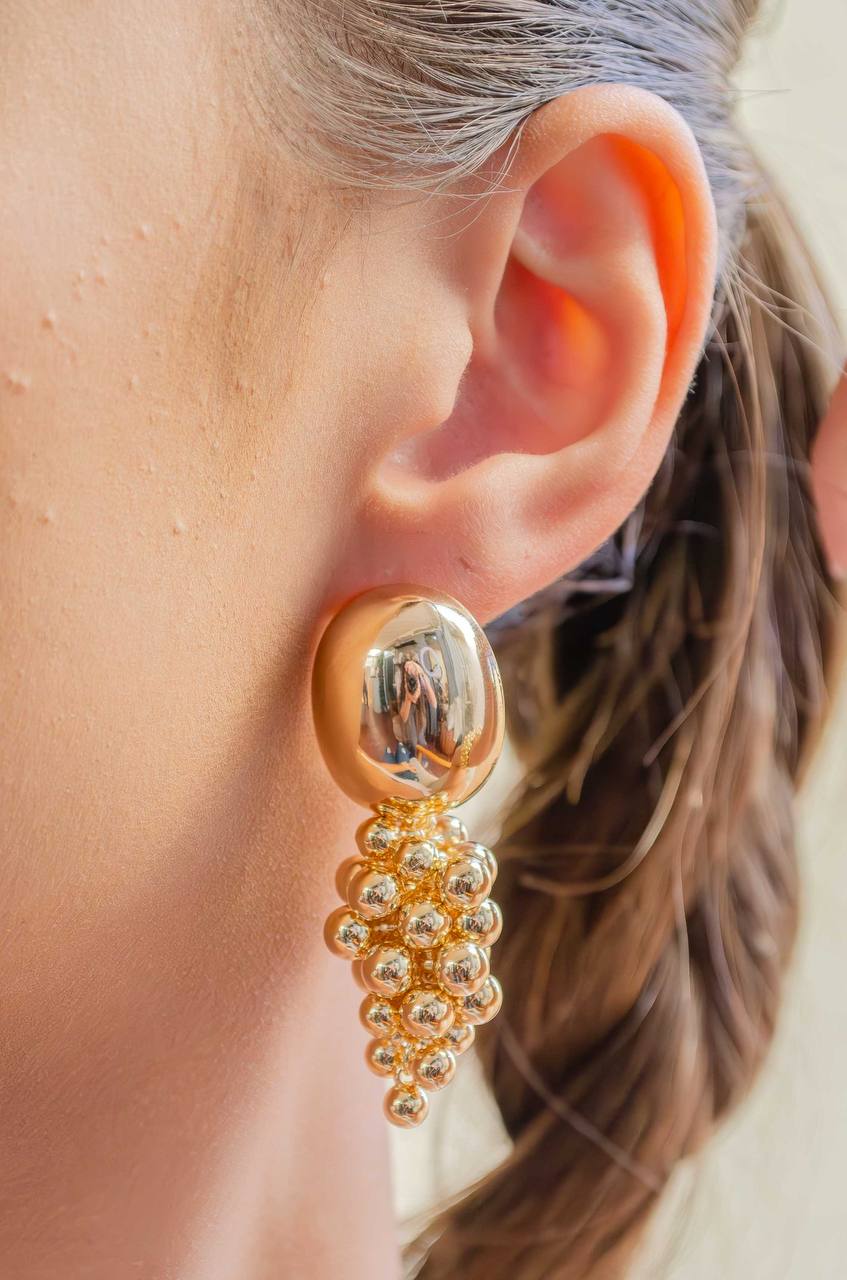 Oval Base Earrings with Sphere Cascade