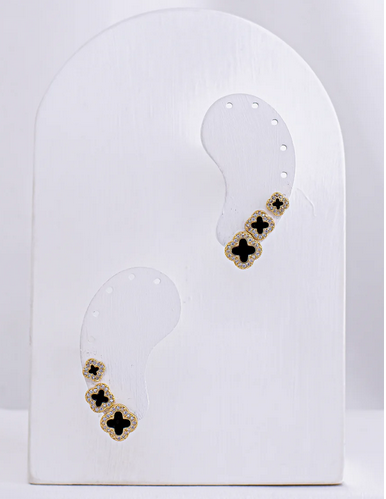 Clover Resin Trio Earrings with Zirconia – Van Cleef Inspired