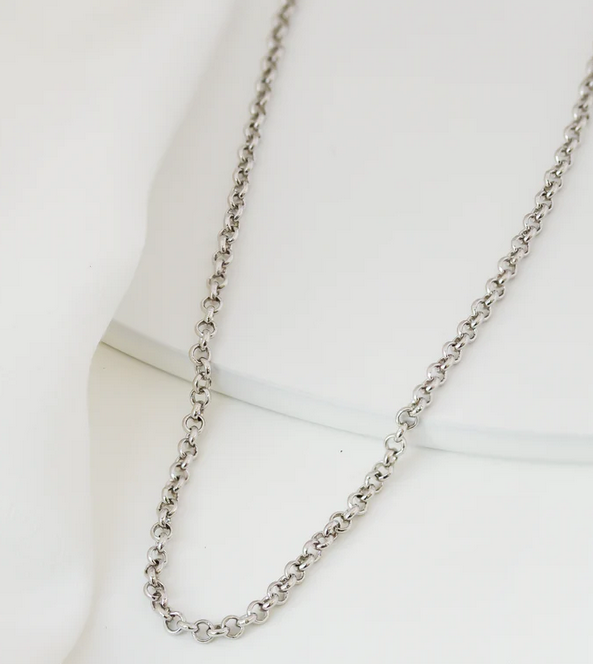 Silver Tone Portuguese Link Chain Necklace
