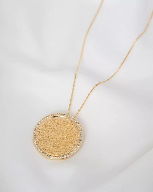 Our Father Prayer Medal Necklace with Detailed Design