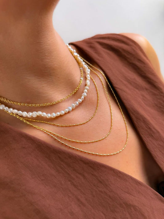 Triple Mini Tube & Bead Necklace