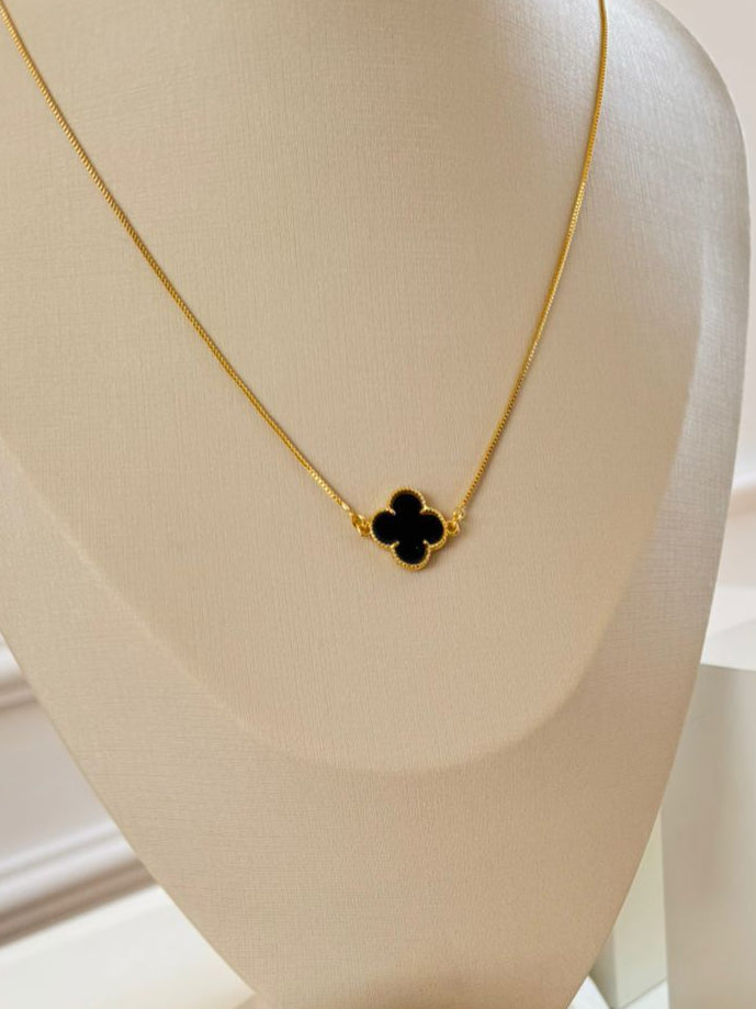Acrylic Black Clover Pendant Necklace