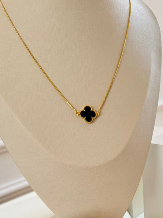 Acrylic Black Clover Pendant Necklace