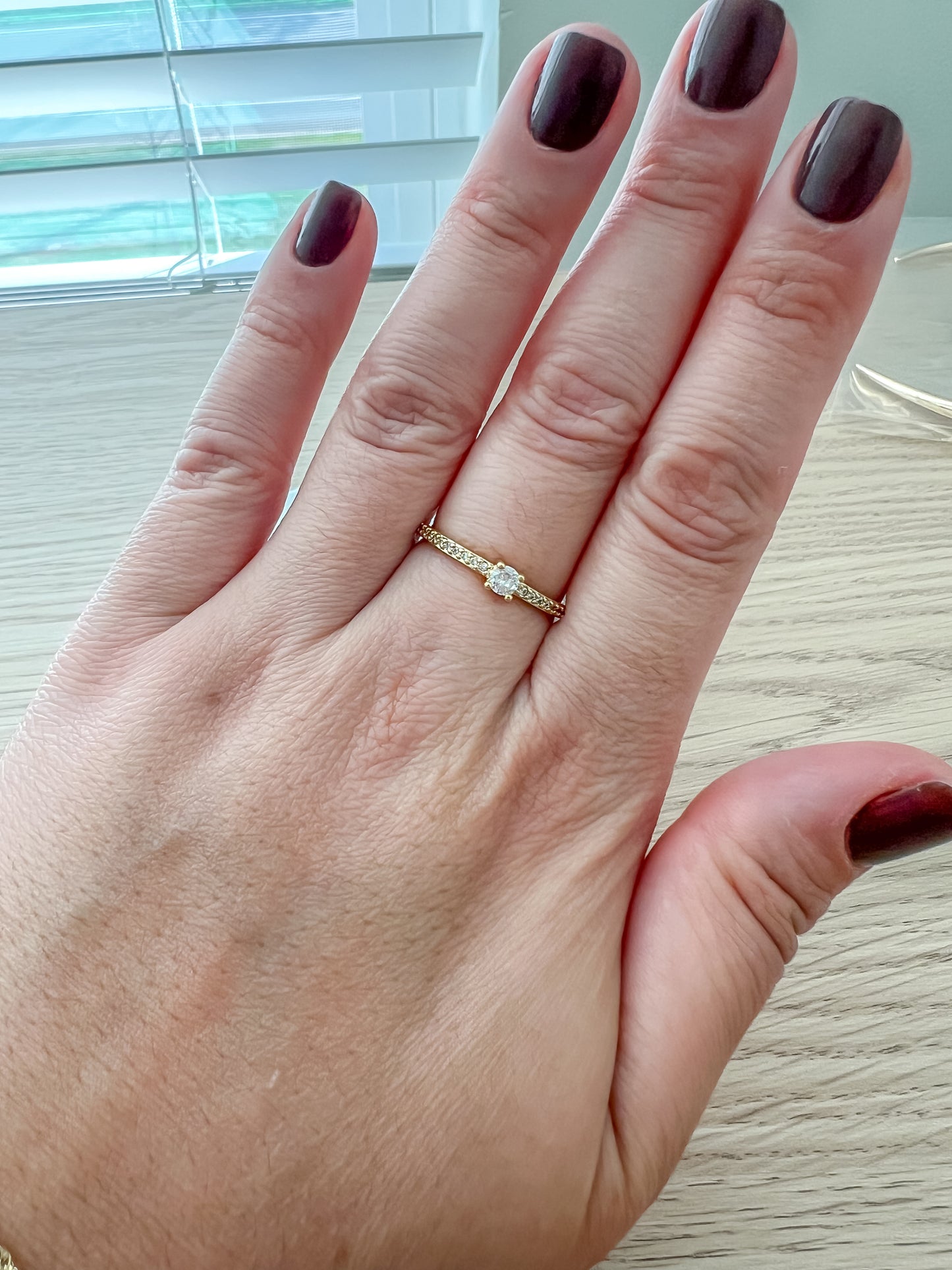 Graceful Sparkle Ring – Slim Band with Solitaire Zirconia