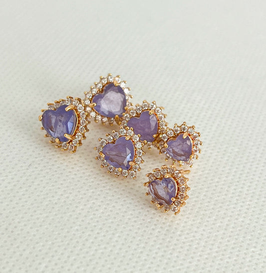Trio of Love Studs – Colorful Heart Set