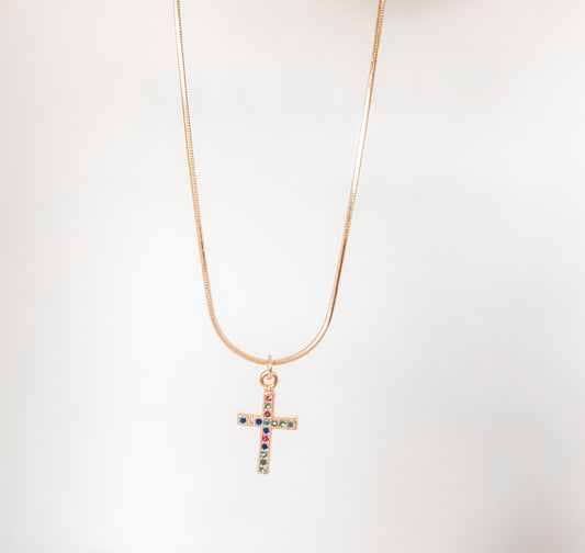 Graceful Blessings Cross Pendant Snake Necklace