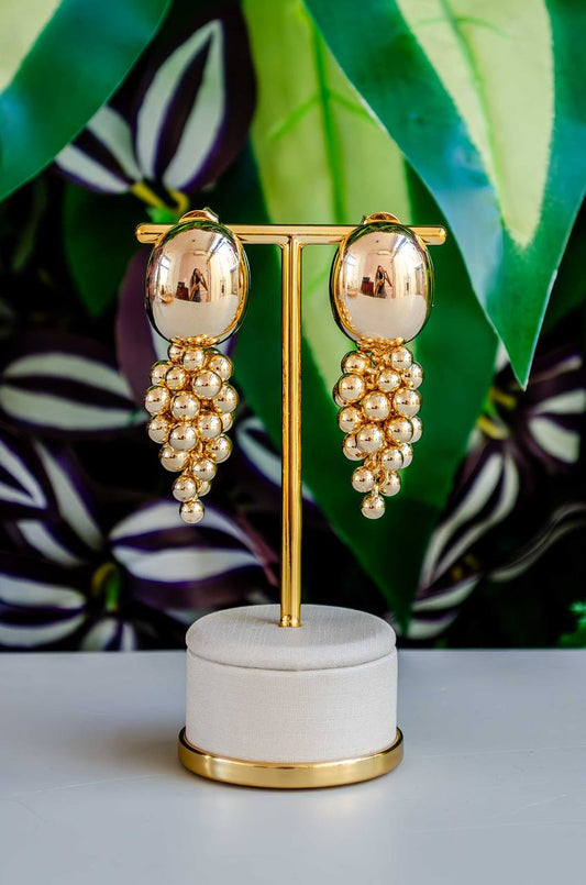 Oval Base Earrings with Sphere Cascade