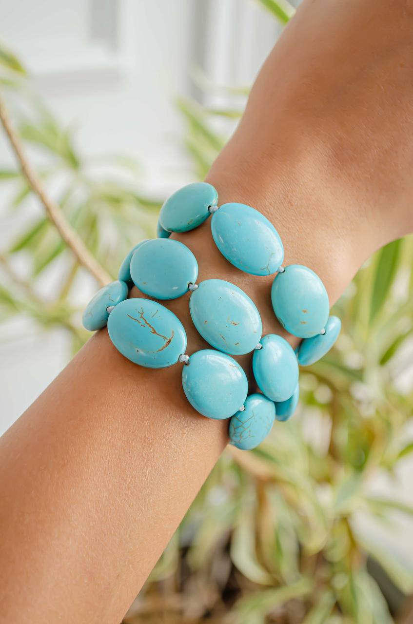 Statement Oval Turquoise Bracelet