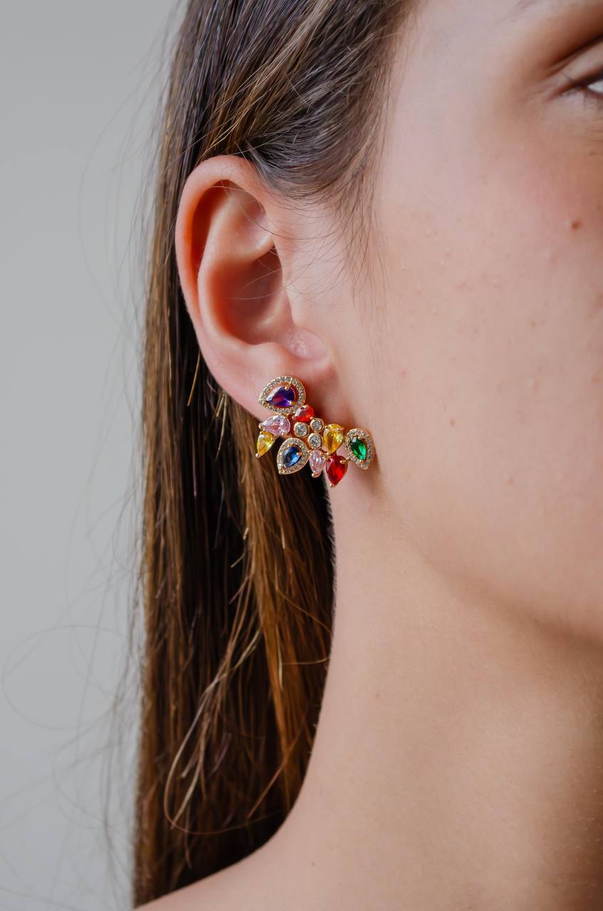 Ear Cuff with Flowers and Stones