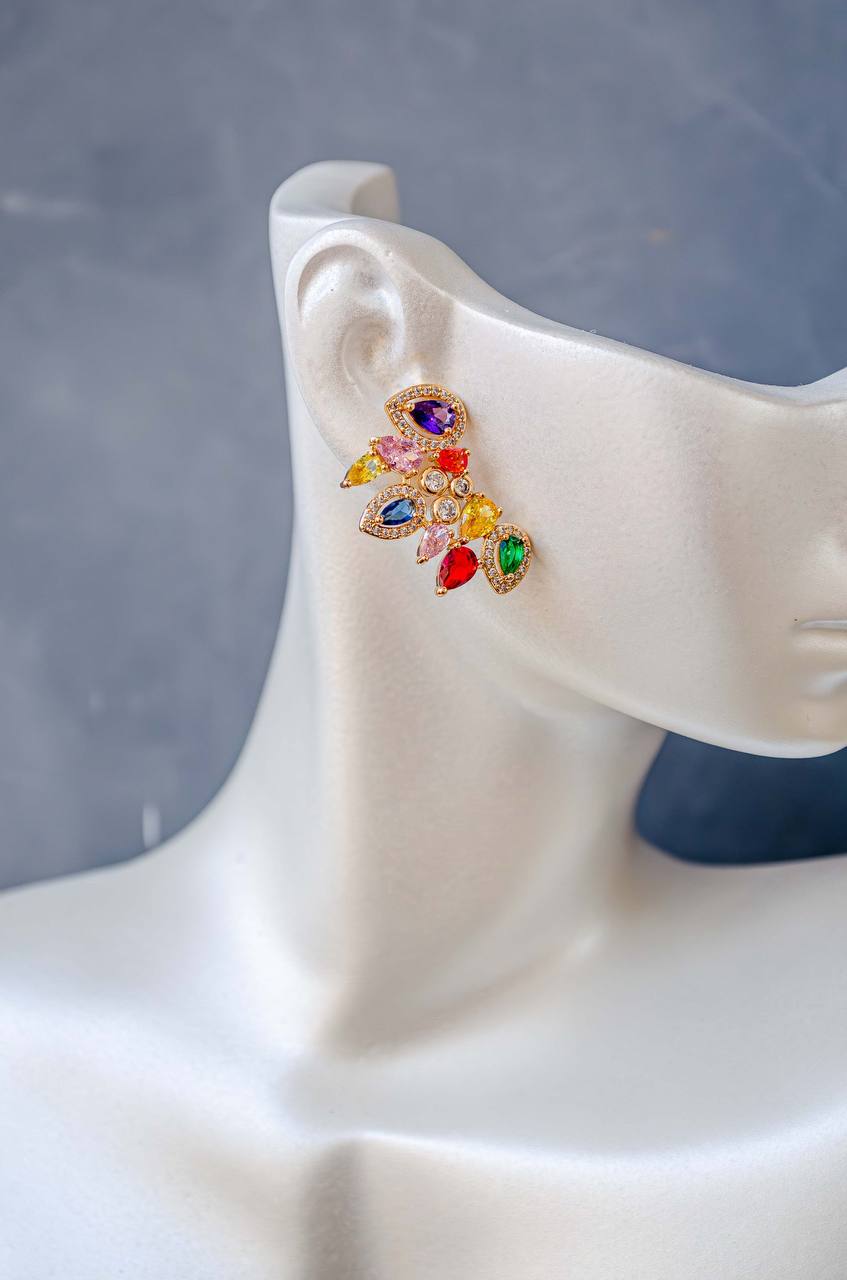 Ear Cuff with Flowers and Stones