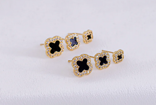 Clover Resin Trio Earrings with Zirconia – Van Cleef Inspired