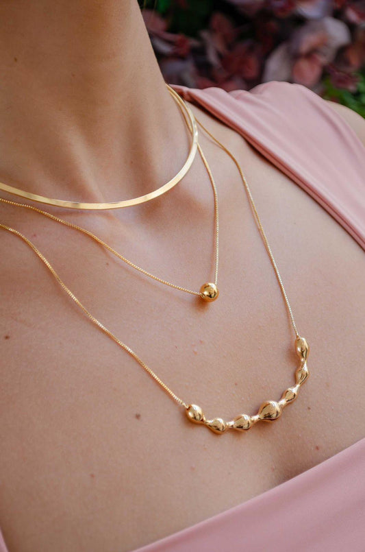 Organic Gold Beaded Necklace